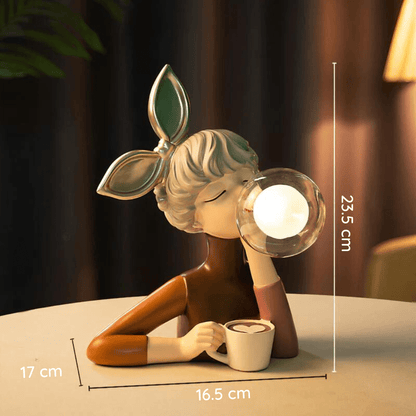 Tafellamp Meisjesfiguur met Glazen Bol Retro Decoratieve Lamp