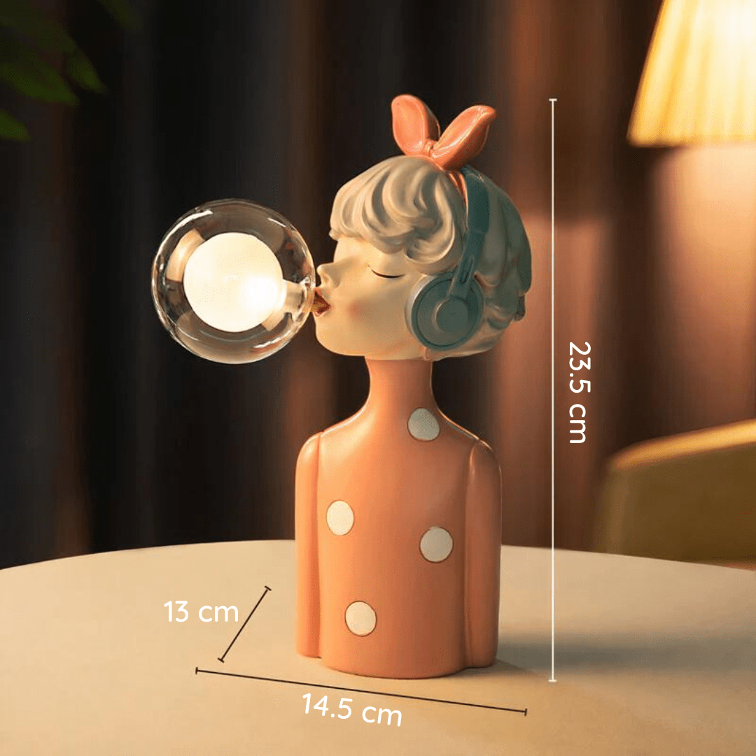 Tafellamp Meisjesfiguur met Glazen Bol Retro Decoratieve Lamp