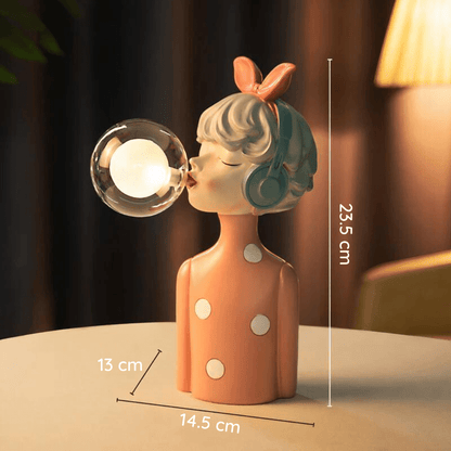 Tafellamp Meisjesfiguur met Glazen Bol Retro Decoratieve Lamp