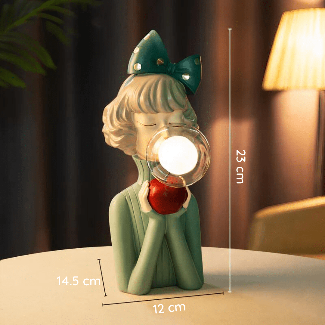 Tafellamp Meisjesfiguur met Glazen Bol Retro Decoratieve Lamp