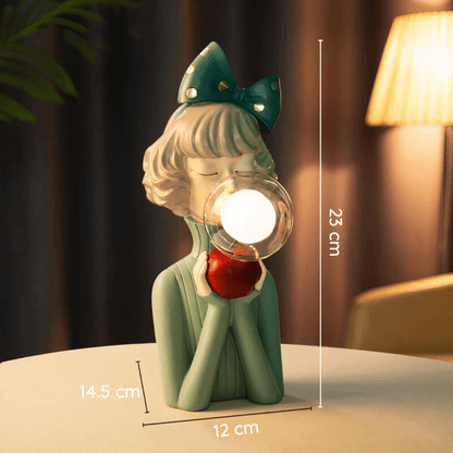 Tafellamp Meisjesfiguur met Glazen Bol Retro Decoratieve Lamp