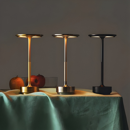 Tafellamp Modern Draadloos met Schijfkap en Metalen Voet Dimbaar