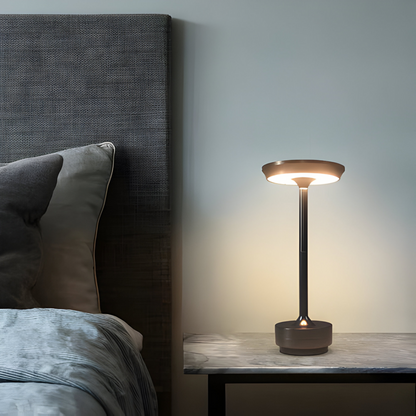 Tafellamp Modern Draadloos met Schijfkap en Metalen Voet Dimbaar