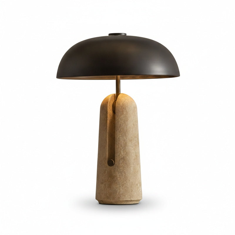 Tafellamp Modern met Paddenstoelvorm en Stenen Voet ##POS:1##