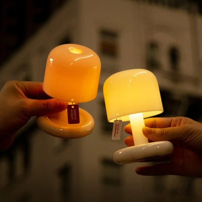 Tafellamp Retro Draadloos Oplaadbaar met Paddenstoel Design en Warm LED Licht