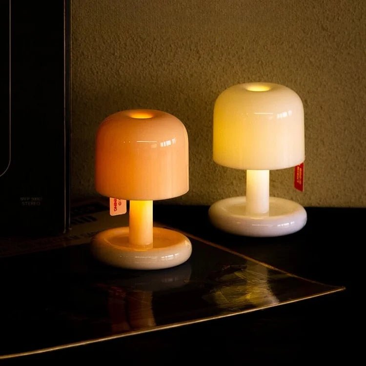 Tafellamp Retro Draadloos Oplaadbaar met Paddenstoel Design en Warm LED Licht