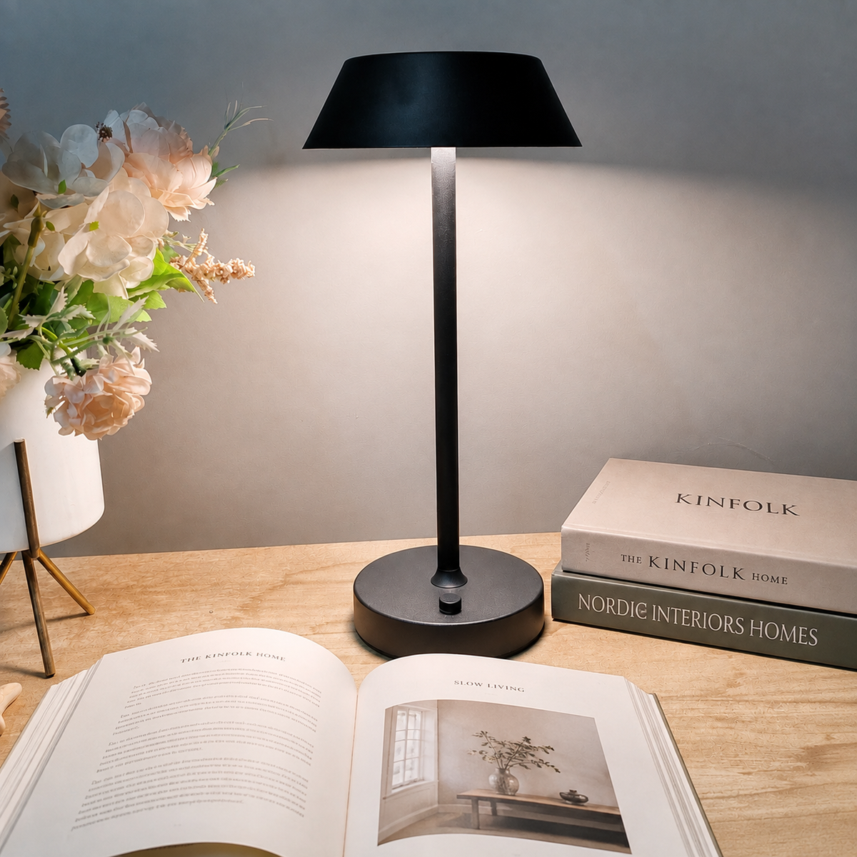 Tafellamp Retro met Bolvormige Kap en Touch Dimmer Draadloos