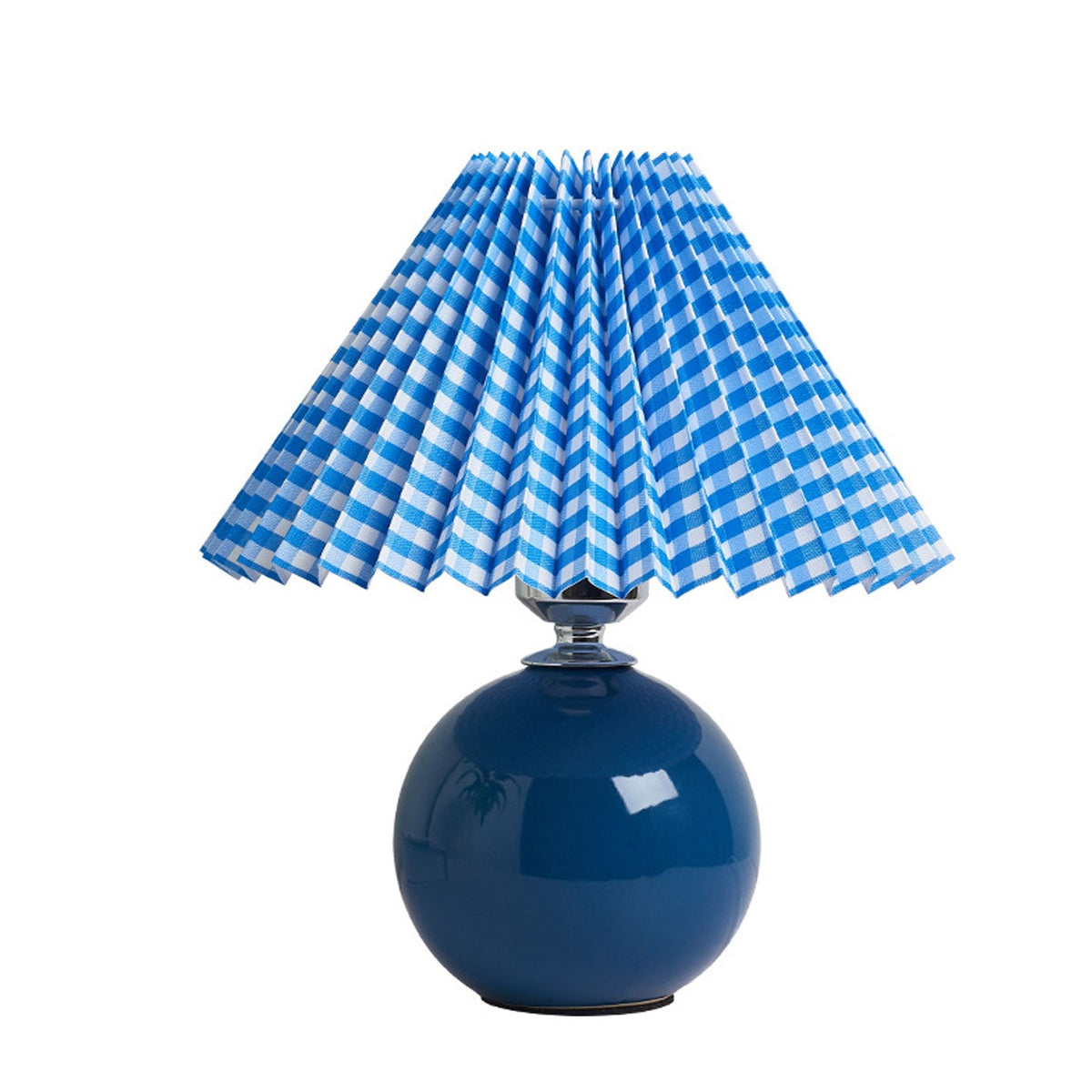 Tafellamp Retro met Geplooide Kap en Keramische Bolvoet