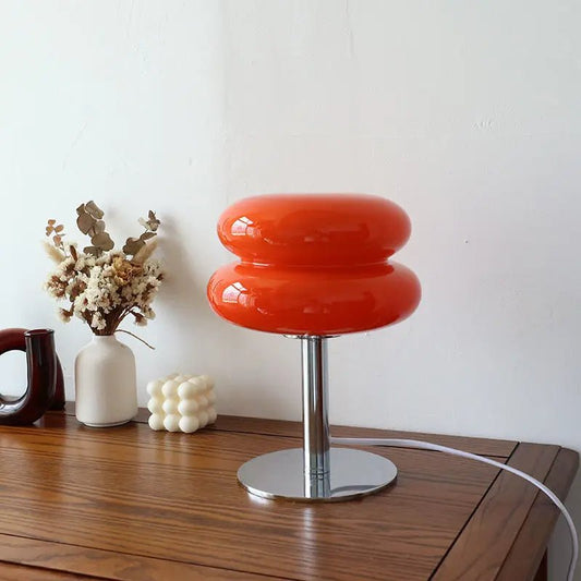 Tafellamp Retro met Glazen Kap en Dimfunctie