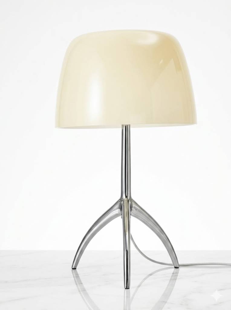 Tafellamp Retro met Glazen Kap en Driepoot Statief
