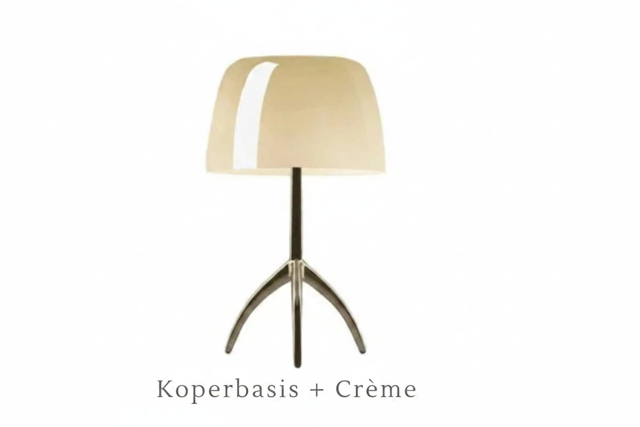 Tafellamp Retro met Glazen Kap en Driepoot Statief