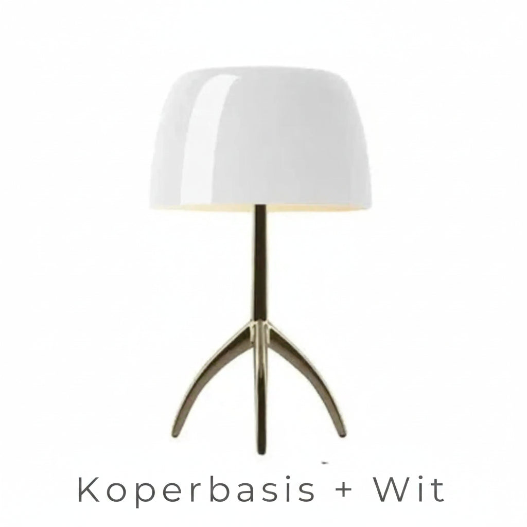 Tafellamp Retro met Glazen Kap en Driepoot Statief