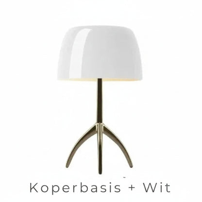 Tafellamp Retro met Glazen Kap en Driepoot Statief