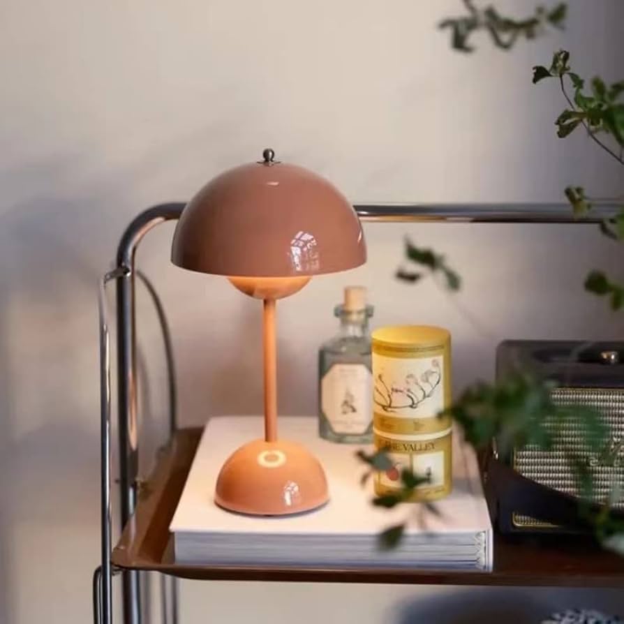 Tafellamp Retro met Paddenstoel Kap Dimbaar en Oplaadbaar