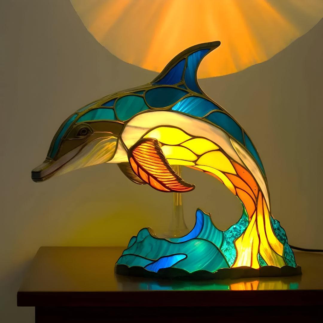 Tafellamp Tiffany Stijl met Dieren Design en Geïntegreerde LED