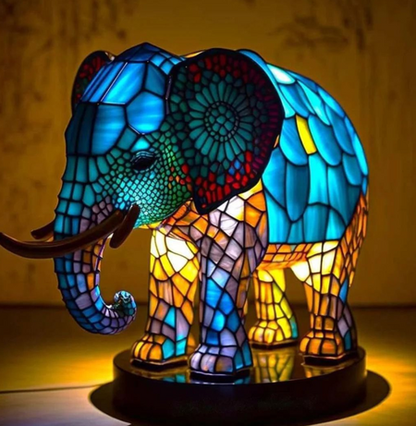 Tafellamp Tiffany Stijl met Dierenfiguur en Glas-in-lood Look