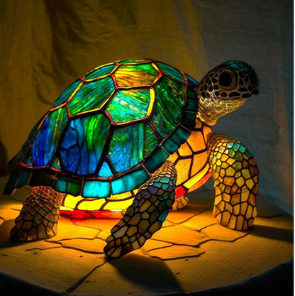 Tafellamp Tiffany Stijl met Dierenfiguur en Glas-in-lood Look