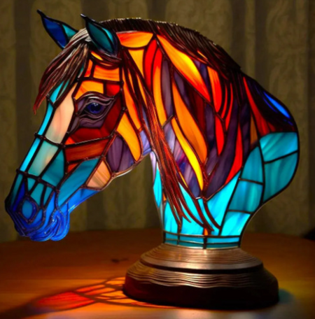Tafellamp Tiffany Stijl met Dierenfiguur en Glas-in-lood Look