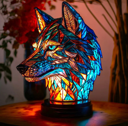 Tafellamp Tiffany Stijl met Dierenfiguur en Glas-in-lood Look