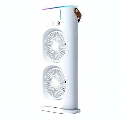 Tafelventilator met Dubbele Ventilator, Verneveling en 90° Draaibaar