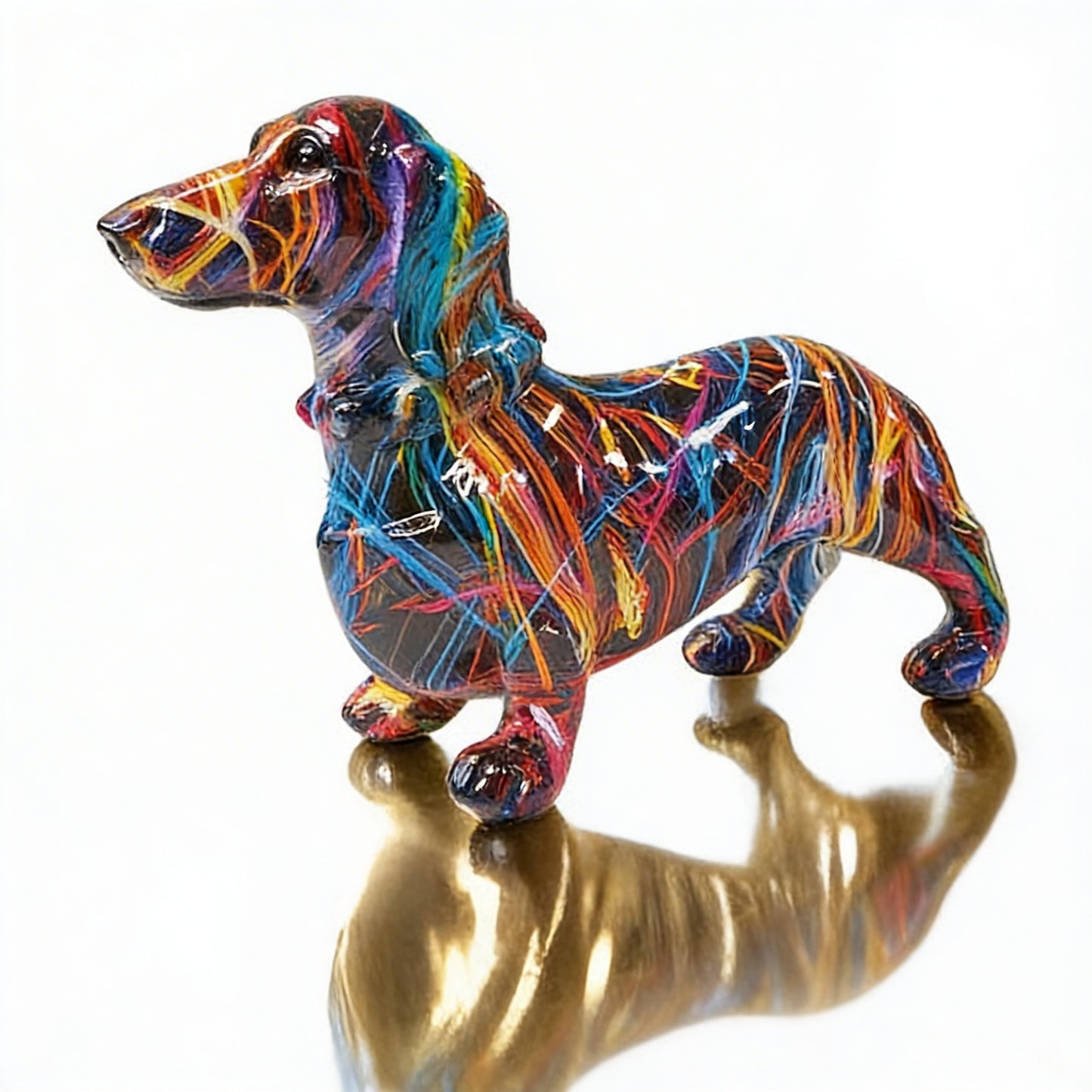 Teckel Beeld Decoratie Hond met Kleurrijk Graffiti Ontwerp