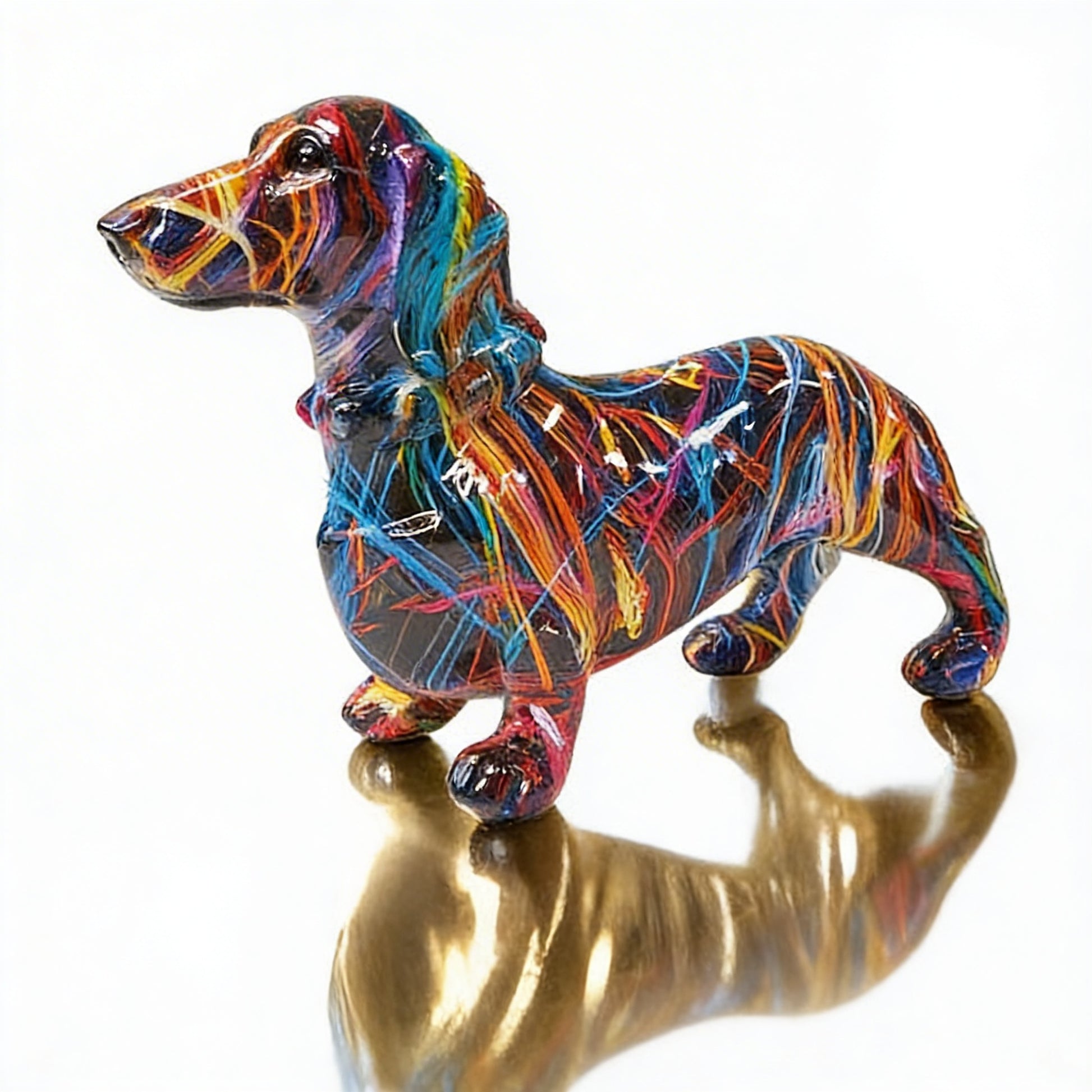 Teckel Beeld Decoratie Hond met Kleurrijk Graffiti Ontwerp