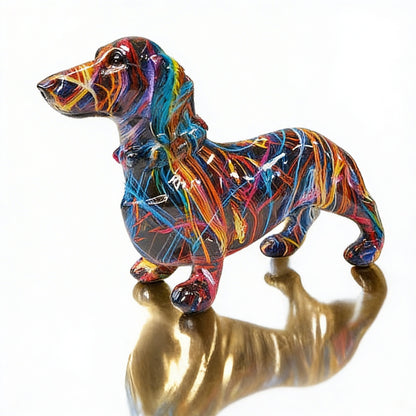 Teckel Beeld Decoratie Hond met Kleurrijk Graffiti Ontwerp