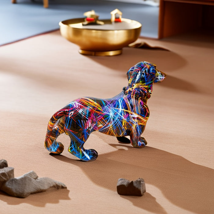Teckel Beeld Decoratie Hond met Kleurrijk Graffiti Ontwerp
