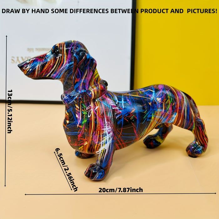 Teckel Beeld Decoratie Hond met Kleurrijk Graffiti Ontwerp