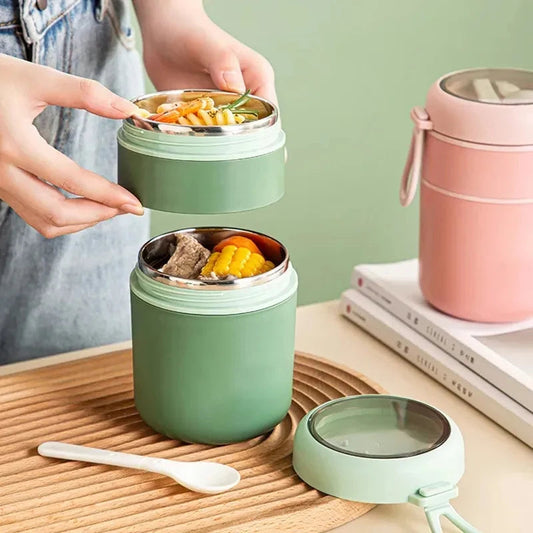 Thermosbeker met Lepel en Lekvrij Deksel voor Soep en Lunch