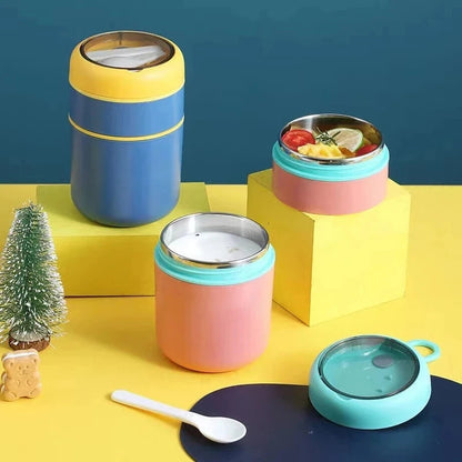 Thermosbeker met Lepel en Lekvrij Deksel voor Soep en Lunch