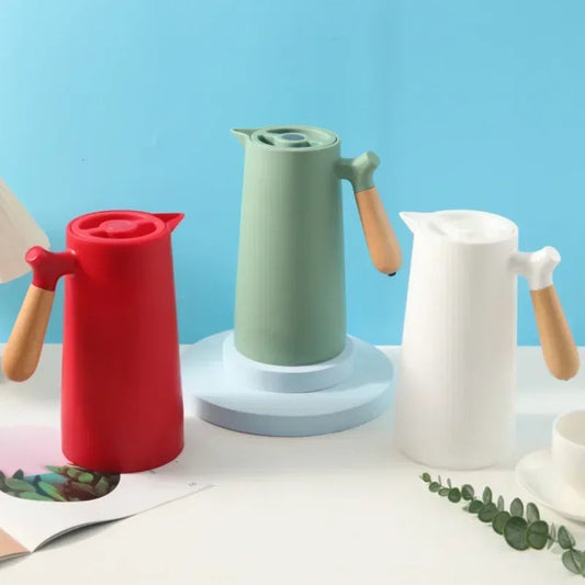 Thermosfles met Houten Handgreep Dubbele Vacuümisolatie Lekvrij