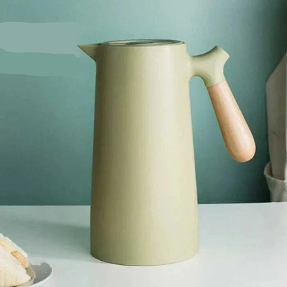 Thermosfles met Houten Handgreep Dubbele Vacuümisolatie Lekvrij