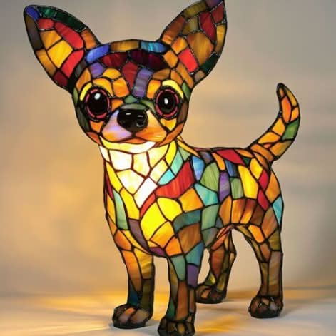 Tiffany Stijl Dieren Lamp LED Nachtlamp Hond Kat Glas-in-lood Look