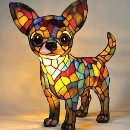 Tiffany Stijl Dieren Lamp LED Nachtlamp Hond Kat Glas-in-lood Look