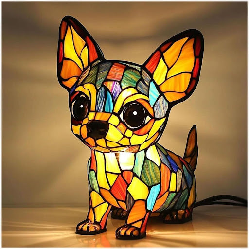 Tiffany Stijl Dieren Lamp LED Nachtlamp Hond Kat Glas-in-lood Look