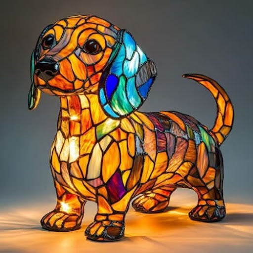 Tiffany Stijl Dieren Lamp LED Nachtlamp Hond Kat Glas-in-lood Look