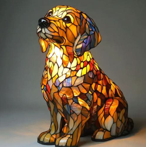Tiffany Stijl Dieren Lamp LED Nachtlamp Hond Kat Glas-in-lood Look