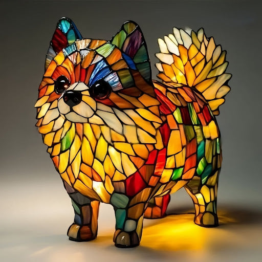 Tiffany Stijl Dieren Lamp LED Nachtlamp Hond Kat Glas-in-lood Look
