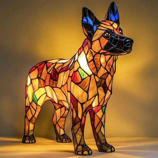 Tiffany Stijl Dieren Lamp LED Nachtlamp Hond Kat Glas-in-lood Look