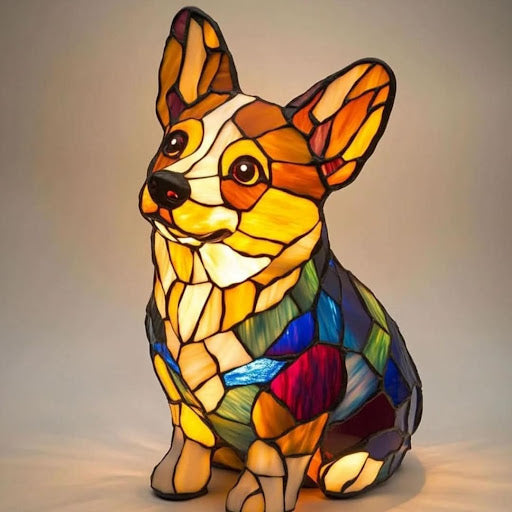 Tiffany Stijl Dieren Lamp LED Nachtlamp Hond Kat Glas-in-lood Look