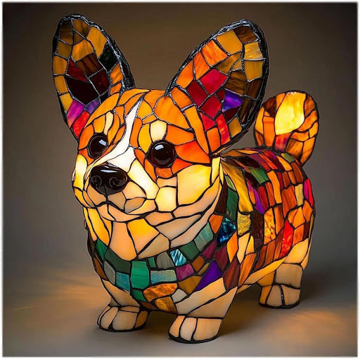 Tiffany Stijl Dieren Lamp LED Nachtlamp Hond Kat Glas-in-lood Look