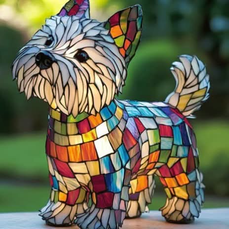 Tiffany Stijl Dieren Lamp LED Nachtlamp Hond Kat Glas-in-lood Look
