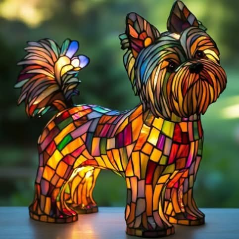 Tiffany Stijl Dieren Lamp LED Nachtlamp Hond Kat Glas-in-lood Look