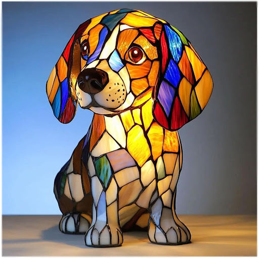 Tiffany Stijl Dieren Lamp LED Nachtlamp Hond Kat Glas-in-lood Look