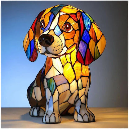 Tiffany Stijl Dieren Lamp LED Nachtlamp Hond Kat Glas-in-lood Look