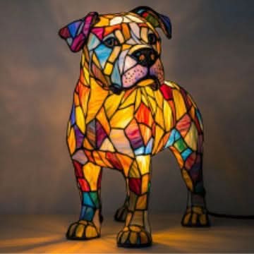 Tiffany Stijl Dieren Lamp LED Nachtlamp Hond Kat Glas-in-lood Look