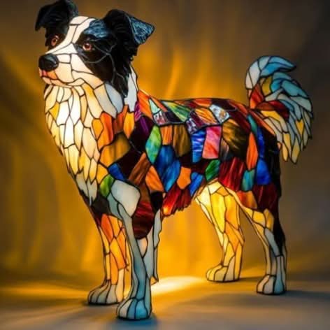 Tiffany Stijl Dieren Lamp LED Nachtlamp Hond Kat Glas-in-lood Look