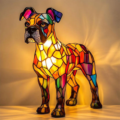 Tiffany Stijl Dieren Lamp LED Nachtlamp Hond Kat Glas-in-lood Look