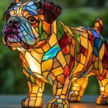 Tiffany Stijl Dieren Lamp LED Nachtlamp Hond Kat Glas-in-lood Look